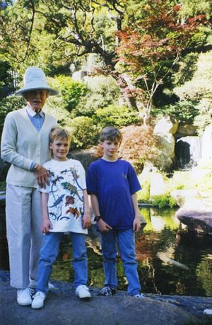 Alex Caldwell next to his grandmother, Hannah Carter, in the garden that bears her name - Photo courtesy Alex Caldwell