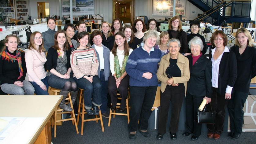Cornelia Hahn Oberlander (front row, third from right)  with the women of OLIN, 2010