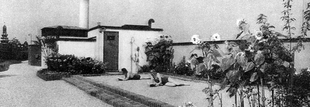 Sun bathing on roof garden