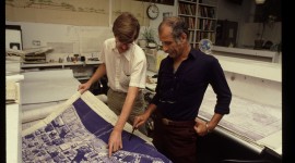 Paul Friedberg and Mark Sullivan looking over a plan.