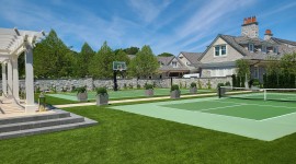 Bridge View Mansion lawn with tennis court