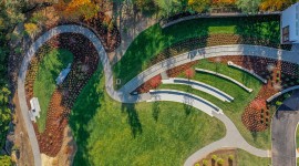 Aerial view of the Sculpture Garden at the Aldrich Contemporary Art Museum, Ridgefield, CT