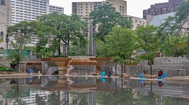 Peavey Plaza after 2019 rehabilitation, Minneapolis, MN