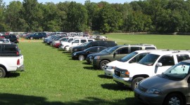 Greensward being used for overflow zoo parking