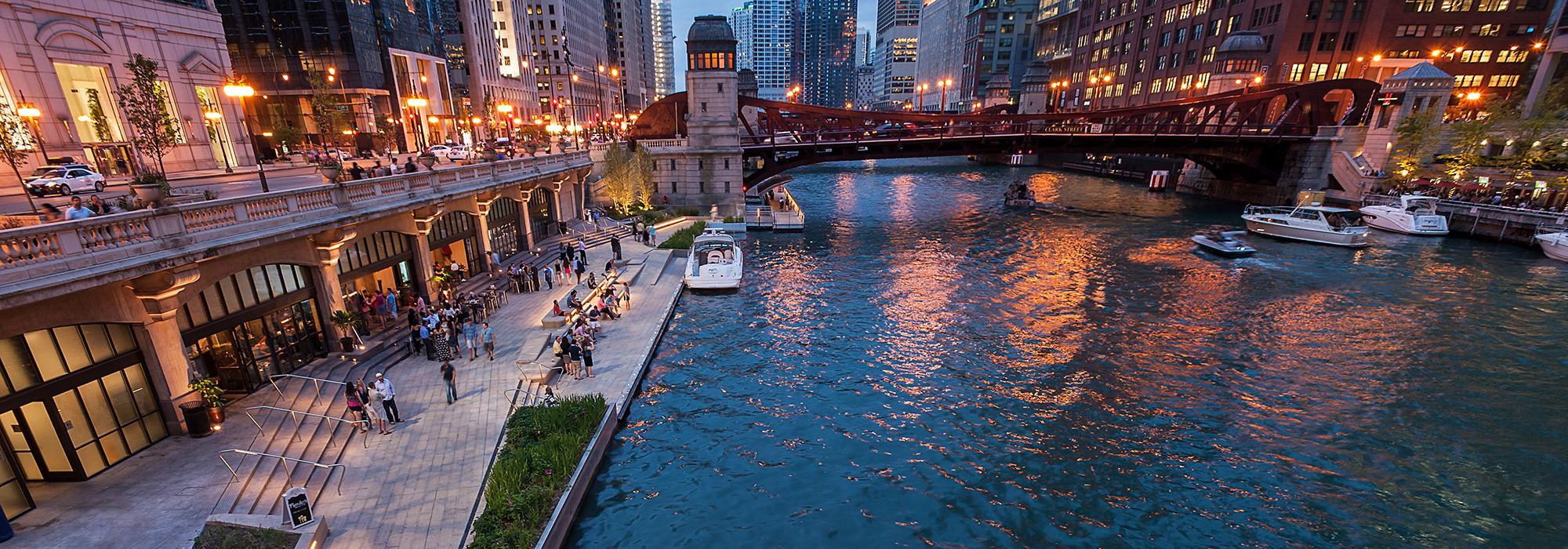 Chicago Riverwalk: Cohesive yet distinct blocks allow for diverse experiences.