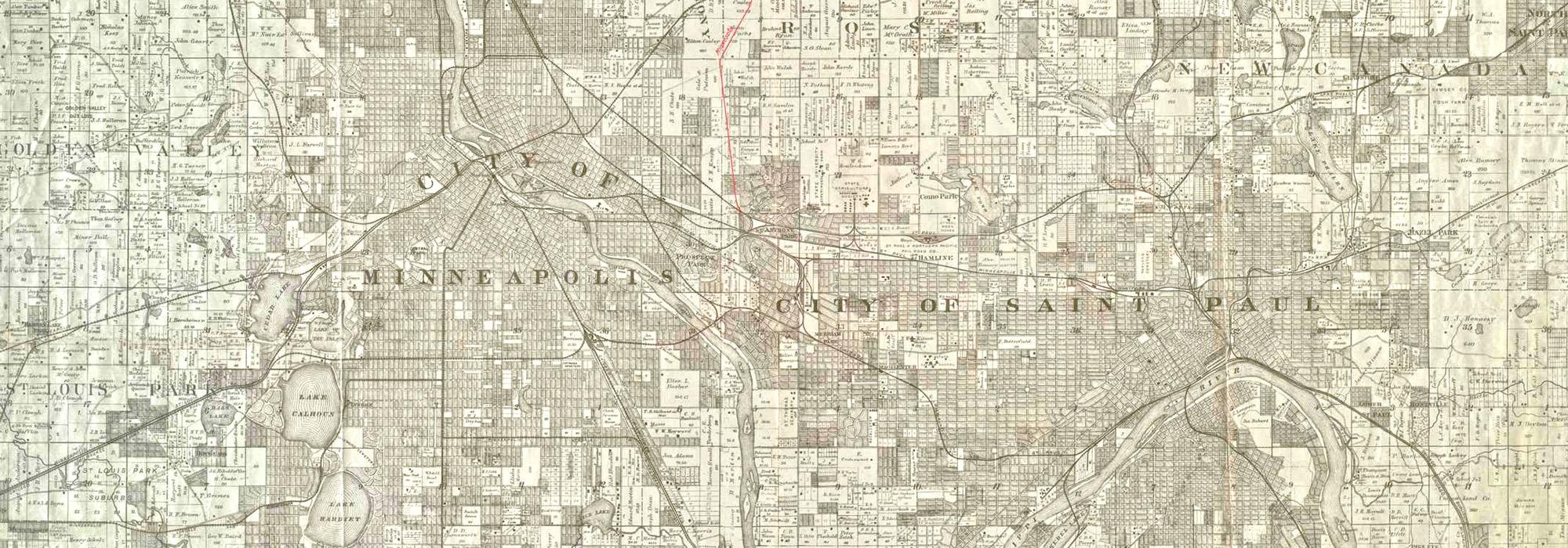 Historic map of St. Paul and Minneapolis, MN