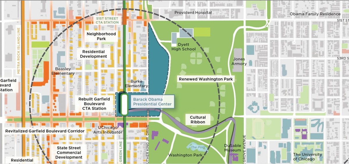 Detail of the proposed site at Washington Park for the Obama Presidential Library
