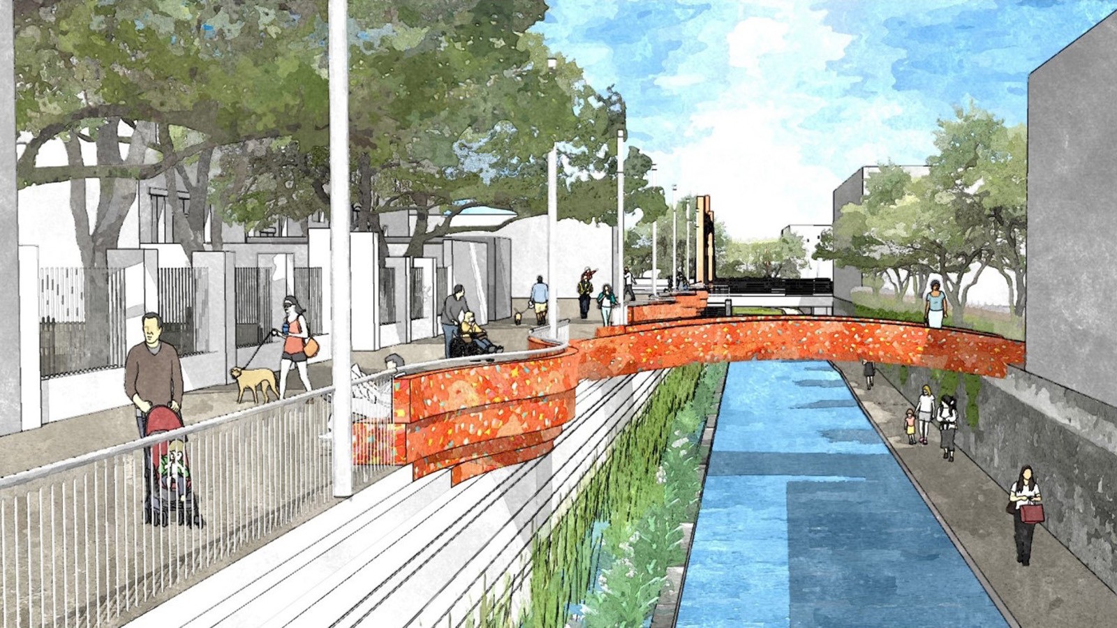 San Pedro Creek adjacent to the Spanish Governor’s Palace (proposed) - Rendering courtesy the San Antonio River Authority