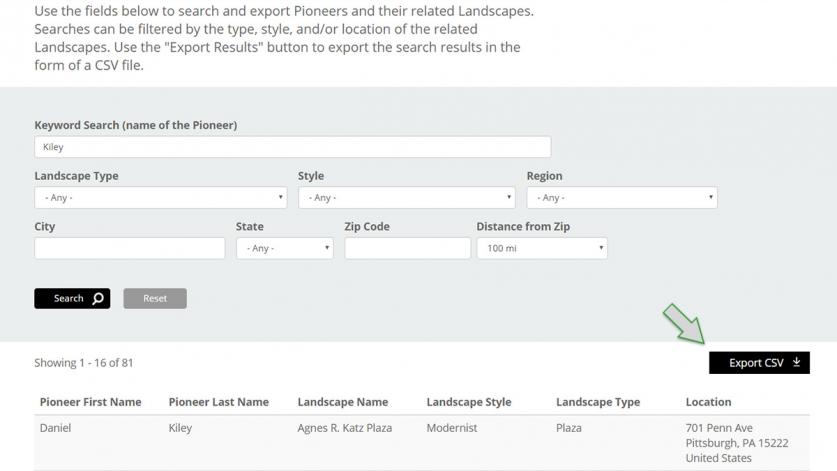 Export search results to CSV