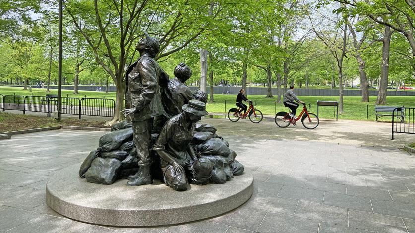 Foreground-Vietnam Womens Memorial by Glenna Goodacre; Background-Vietnam Memorial by Maya Lin, Washington, DC
