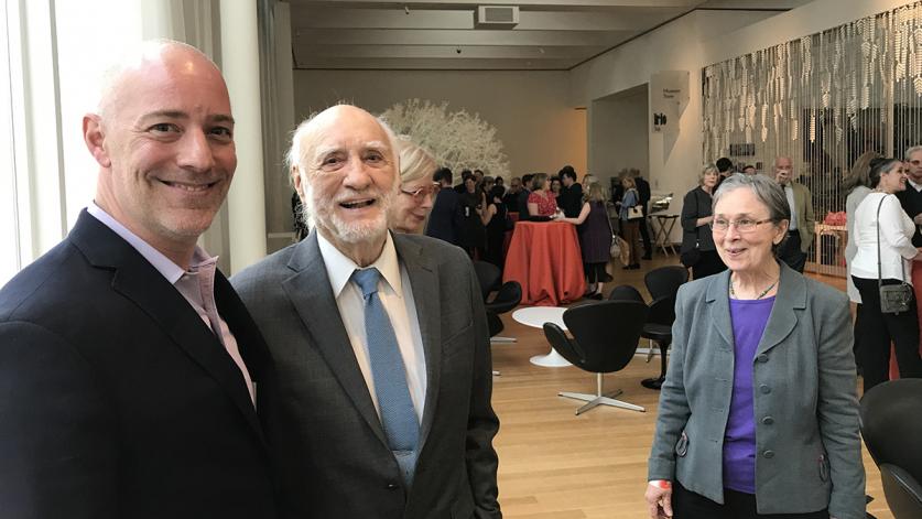 Charles Birnbaum (left) and Lewis Clarke at the opening reception at the North Carolina Museum of Art.
