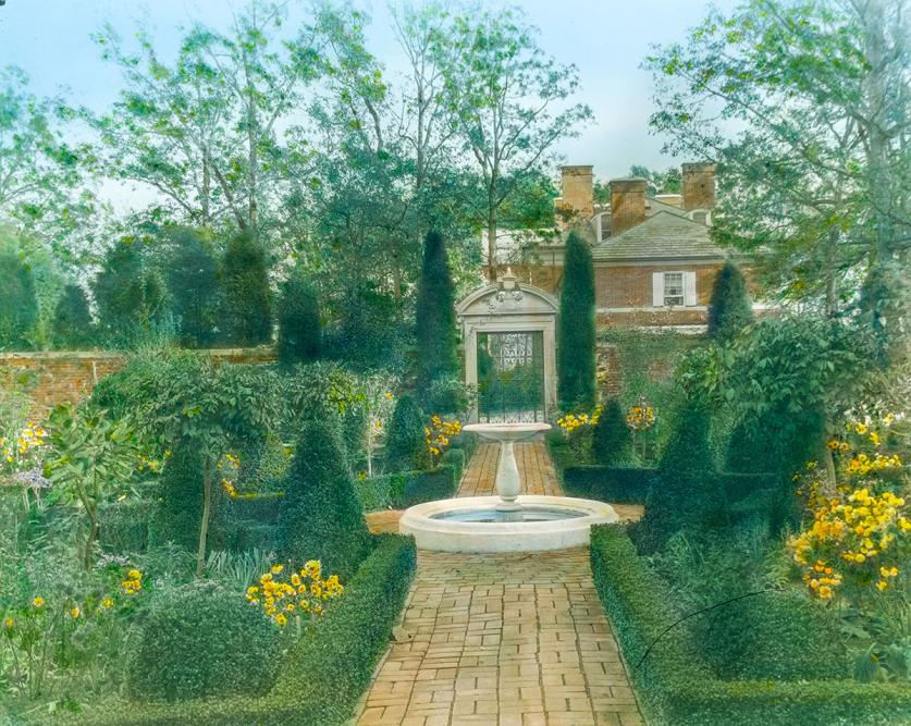 View from the formal walled garden looking toward the estate house
