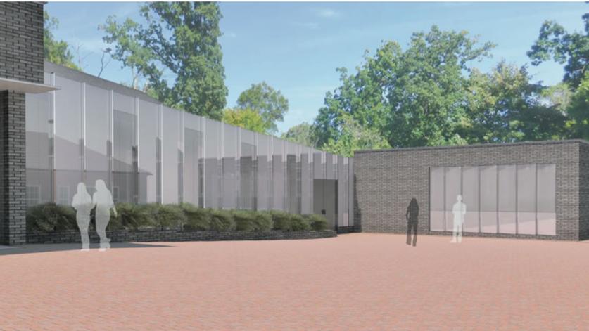 Rendering of Washington International School's New Building Proposal; view from Tregaron Estate
