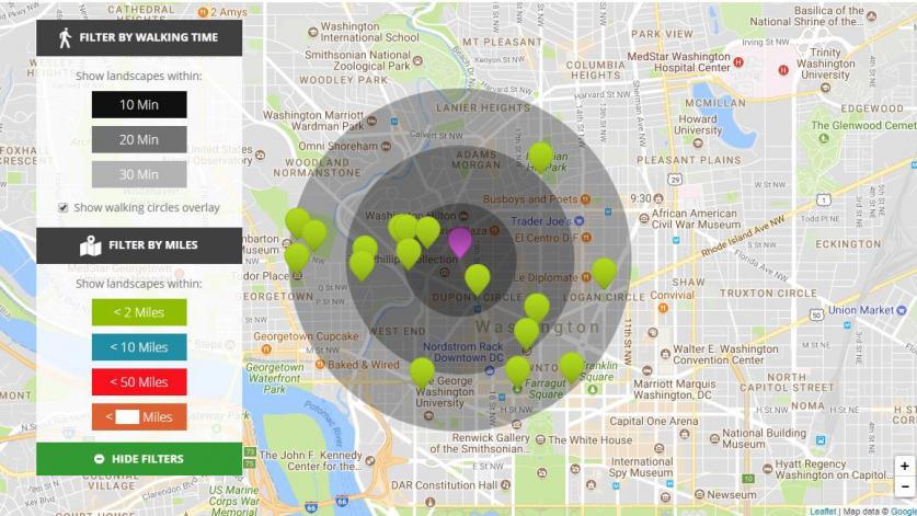 What's Out There sites within a 30-minute walk of TCLF's offices in Washington, D.C.