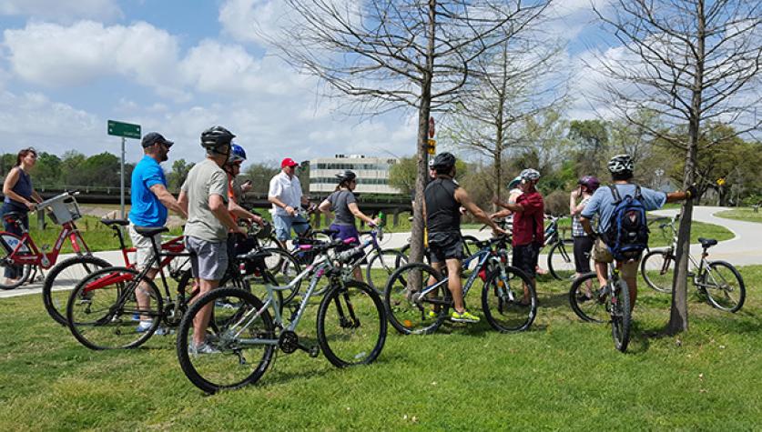 Bicycle tour of White Oak Bayou Greenway - Photo courtesy Catherine Butsch, 2016