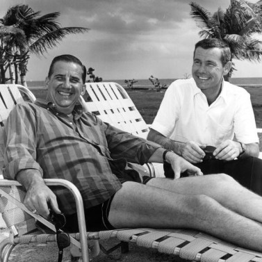 Ed McMahon (left) and Johnny Carson in Fort Lauderdale, FL